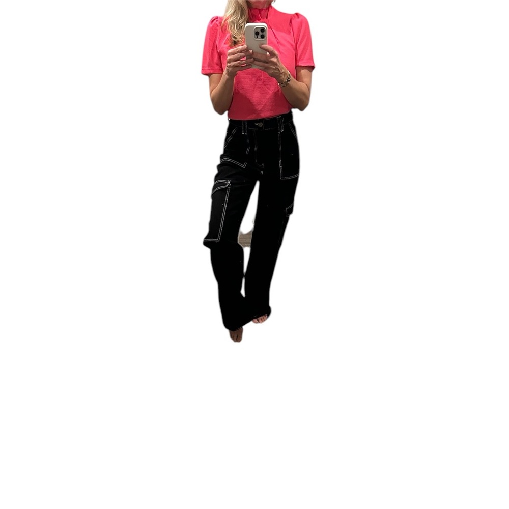 SHEIN wide leg black jean  size 4  & SHEIN top size Small